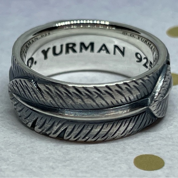 David Yurman Sterling Silver Frontier Feather 10mm Band Ring Size 9 - Picture 2 of 8
